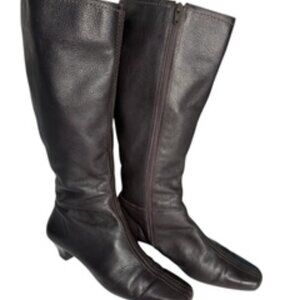 Eddie Bauer Dark Brown Leather Knee High Boots Womens 8 Wide Calf